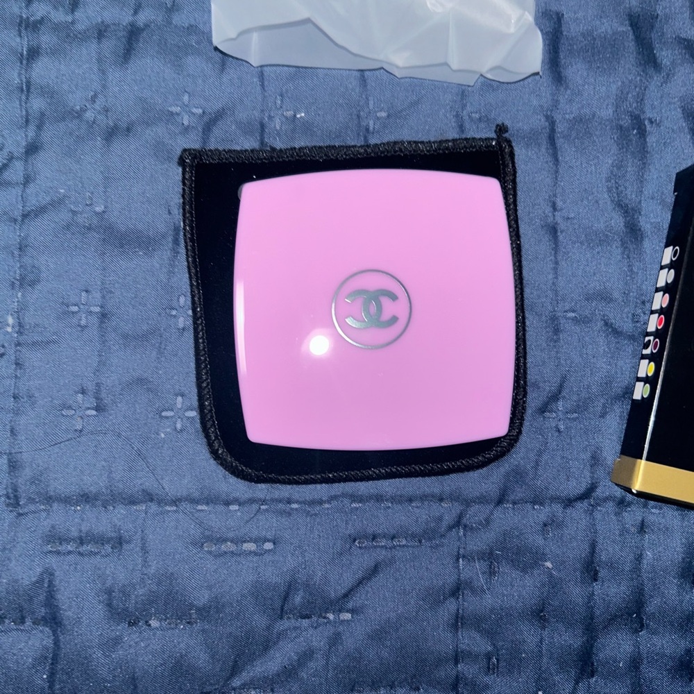 CHANEL Purple Compact Double Mirror with Iconic Emblem. I’m